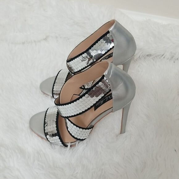 New ONLY MAKER Silver Sequins Heels size 7 - Picture 3 of 10